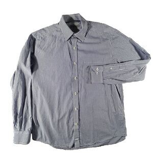 Johnston & Murphy Dress Shirt Large Blue Check Long‎ Sleeve Shirt Tailored Fit